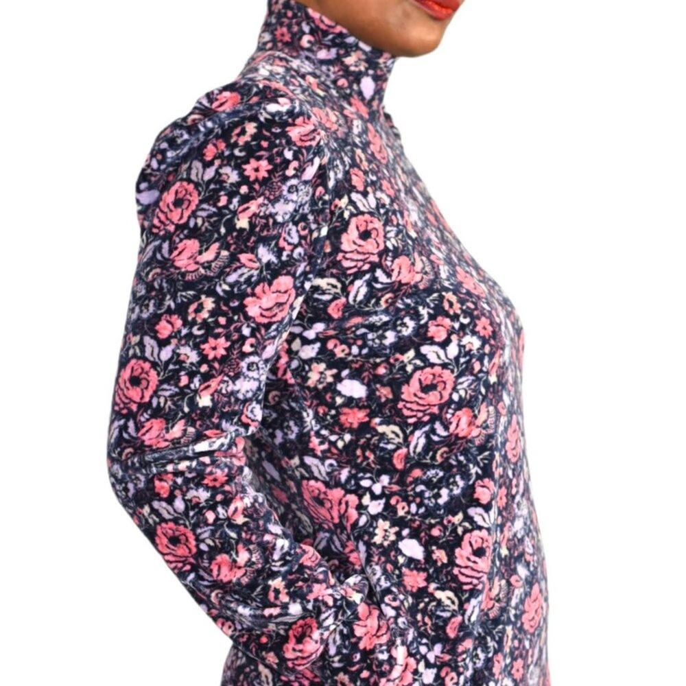 Rebecca Taylor La Vie Dress Purple Floral Puff Sleeve Drop Waist Mini Size XS - Picture 5 of 16